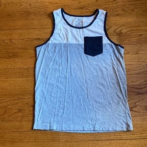 George men’s medium 38-40 tank top. Grey, navy blue and white. Has breast pocket